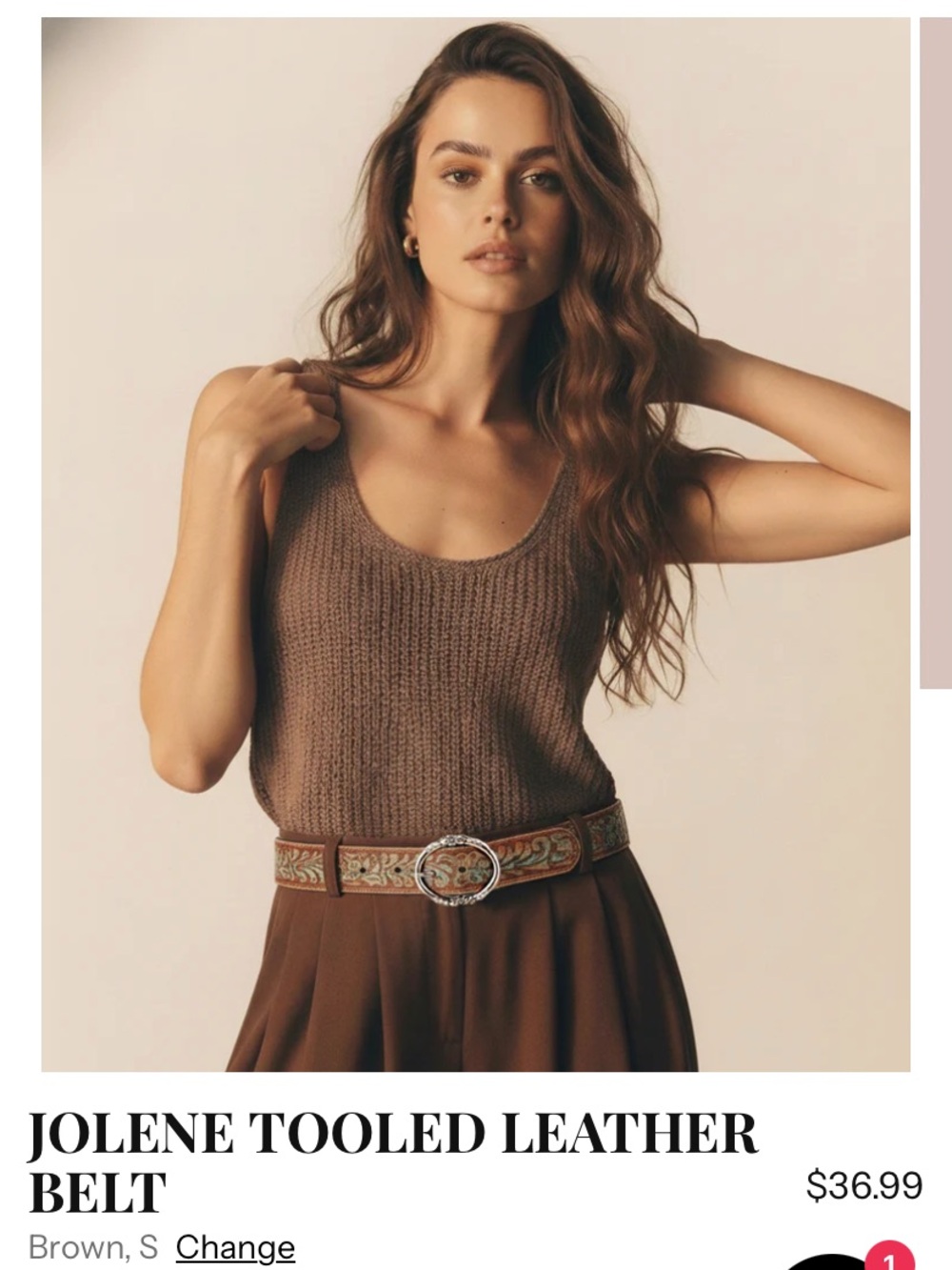 Most Wanted Genuine Leather Belt in Brown with Teal Pattern